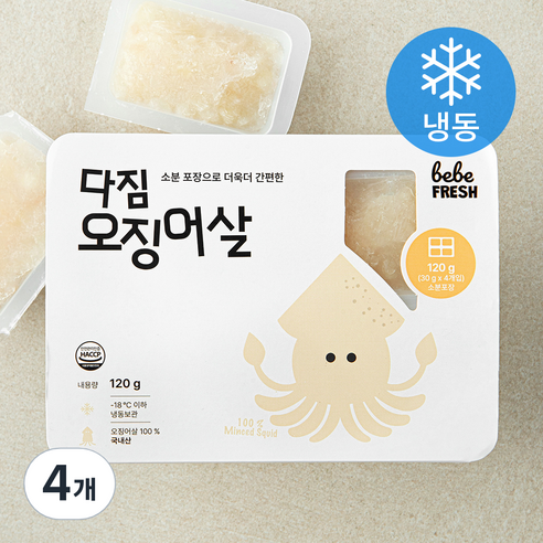 베베프레시 다짐 오징어살 (냉동), 4개, 120g