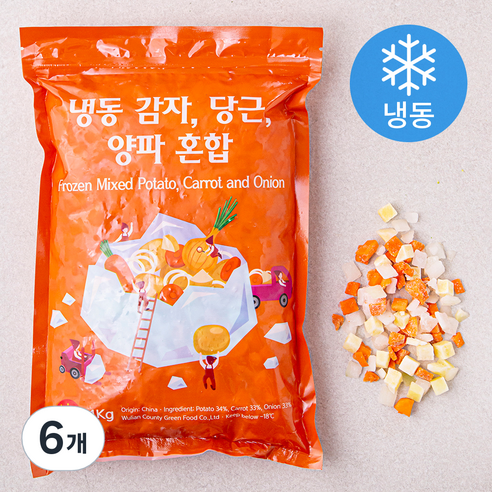 중국산 감자 당근 양파 혼합 (냉동), 1kg, 6개