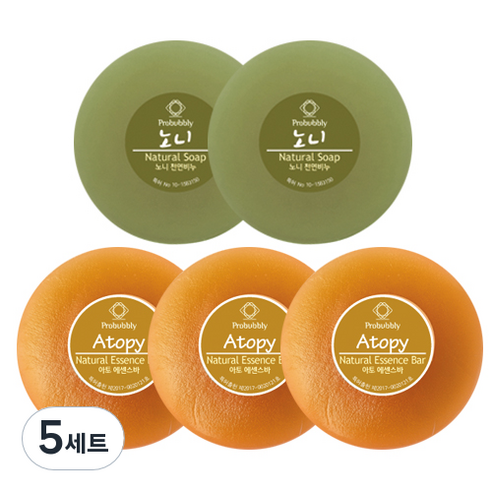 프로버블리 중성비누 노니 110g x 2p + 아토 에센스바 110g x 3p 세트, 5세트