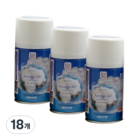 아로마에어 실내용 방향제 코튼브리즈, 280ml, 18개