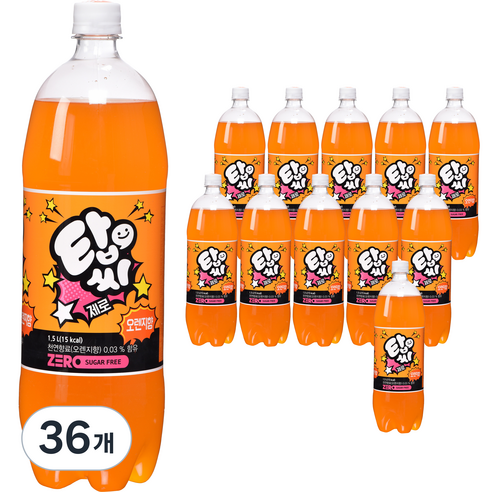 탑씨 제로 오렌지 탄산음료, 1.5L, 36개