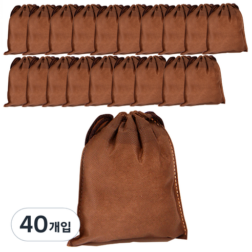 봄91 SYP 브라운 끈조리개 부직포 주머니 15 x 18 cm, 혼합 색상, 40개입