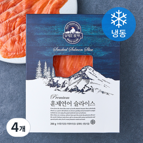 화이트베어 프리미엄 훈제 연어 슬라이스 (냉동), 4개, 200g