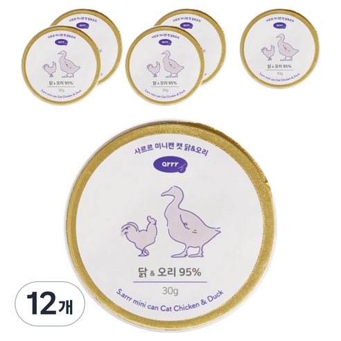 동원아르르 사르르 미니캔 캣 간식, 혼합맛(닭/오리), 30g, 12개
