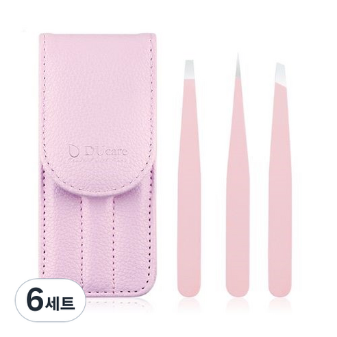 두케어 족집게 전문가용 3종 세트, 핑크, 6세트