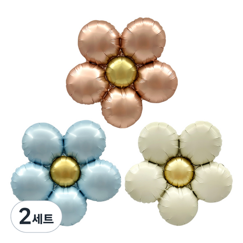 조이파티 플라워 은박풍선 3종 x 3p 세트, 로즈골드, 블루, 크림, 2세트