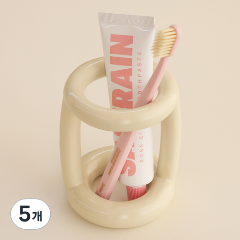 달팽이리빙 몽글몽글 칫솔꽂이 L, 크림 화이트, 5개