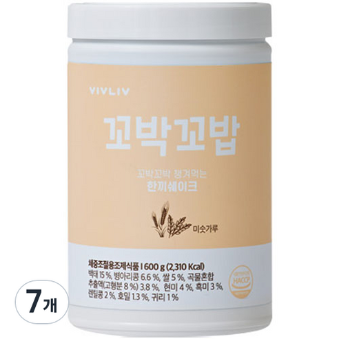 비브리브 꼬박꼬밥 한끼 쉐이크 미숫가루맛, 600g, 7개