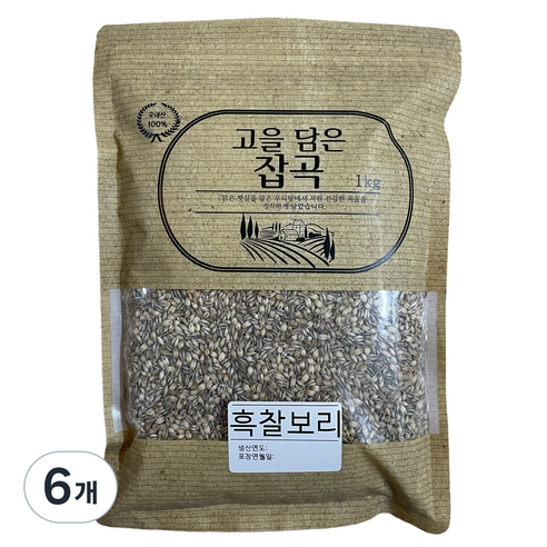 고을담은 흑찰보리 국산, 1kg, 6개