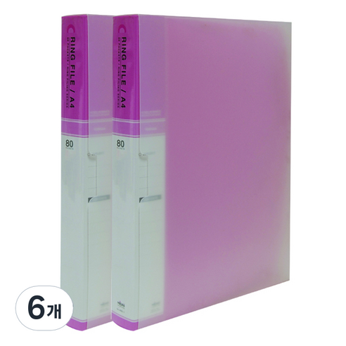 칼라 링화일 인덱스 3공 A4 80매, 분홍색, 6개
