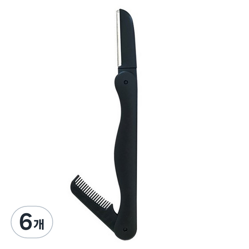 접이식 일체형 눈썹칼 빗, 6개, 블랙