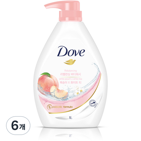도브 화이트 피치 바디워시, 6개, 1L