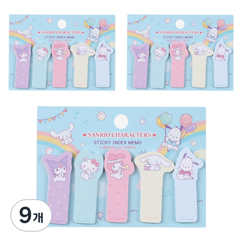 산리오 귀여운 인덱스 점착메모지, 9개, 1개입