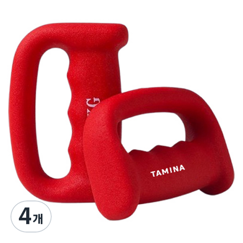 타미나스포츠 프리미엄 그립형 아령 덤벨 레드, 4개, 1kg