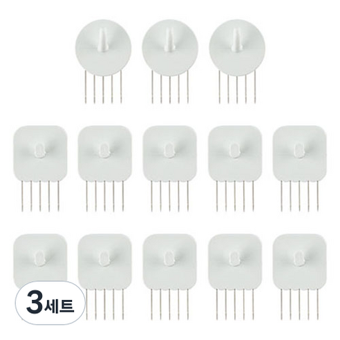 꾹핀 U자형 3p + 일자형 10p 세트, 화이트, 3세트