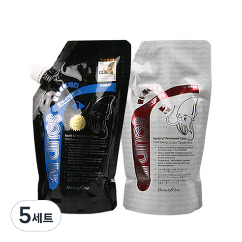 뷰티원 스퀴드 뉴프리미엄 오징어먹물 칼라 염모제 1제 500g + 2제 500g, 6WB(6.35) 내츄럴웜브라운, 5세트