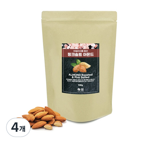 히말라야 핑크소금 구운아몬드, 500g, 4개