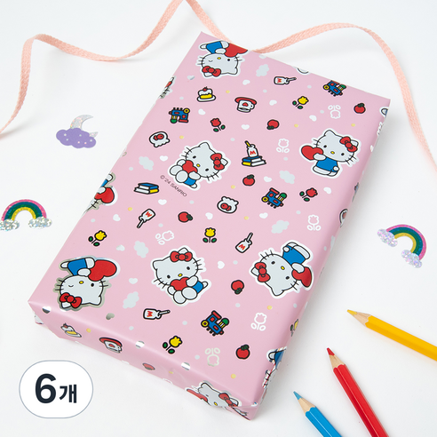 산리오 헬로키티 메탈롤 포장지 중, 핑크, 6개