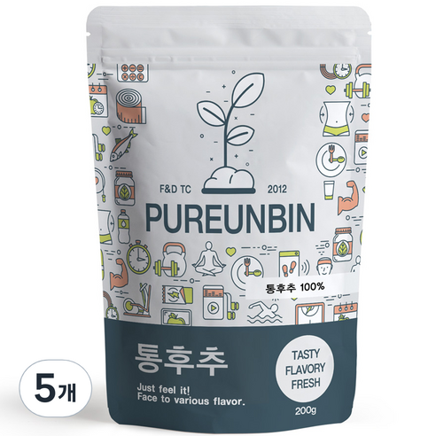 푸른빈 통 흑후추, 200g, 5개