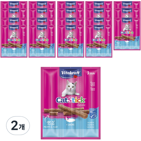 비타크래프트 캣 스틱 간식 3p, 연어, 18g, 40개