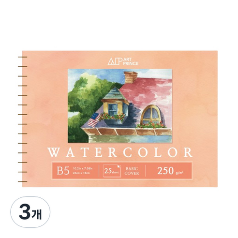 두성 아트프린스 워터컬러 수채화용 스프링 스케치북 250g W05, B5, 25매, 3개