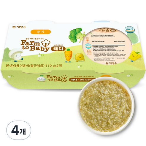 팜투베이비 레디 실온이유식 중기, 소고기, 110g, 4개