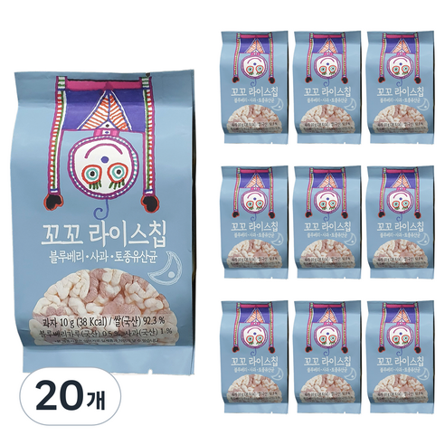 바비브레드 꼬꼬 라이스칩, 20개, 블루베리 + 사과 + 유산균 혼합맛, 10g