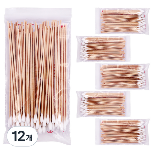 쓰리포 15cm 자작나무 긴 면봉, 100개입, 12개
