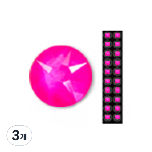 와사비네코 미미츠보 스와로브스키 귀침 지압 쥬얼리 패치 M 3.0mm 20p, 네온핑크, 3개