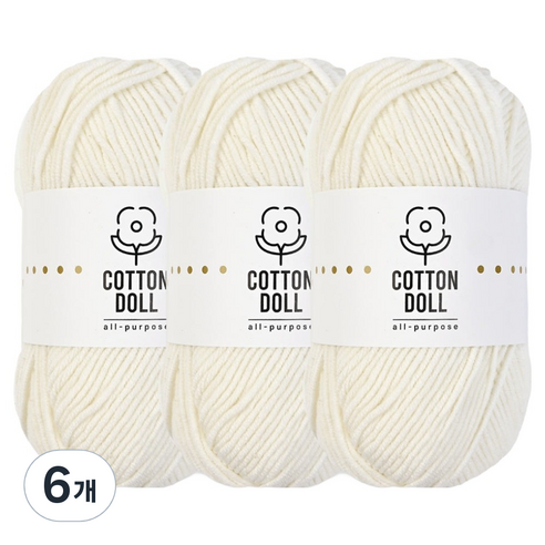 니뜨 코튼돌 뜨개실 50g, 6개, 2아이보리