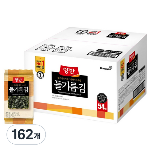 양반 식탁 들기름김, 4g, 162개