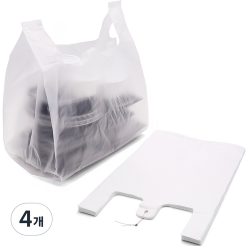 해피락 배달 비닐 봉투 무인쇄 반투명 중 32 x 45 x 21 cm, 18L, 4개