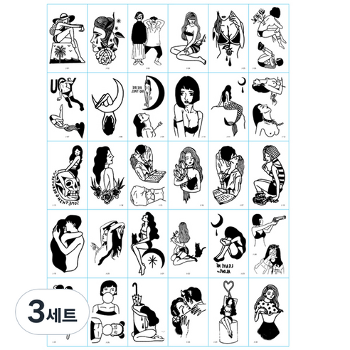 허브플러스 타투 스티커 30종 세트, 3세트