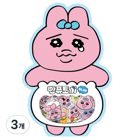 도티도그 빤쮸토끼 조각스티커, 블루, 3개