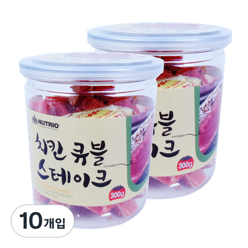 뉴트리오 스테이크 반려견 간식, 치킨큐블맛, 10개입