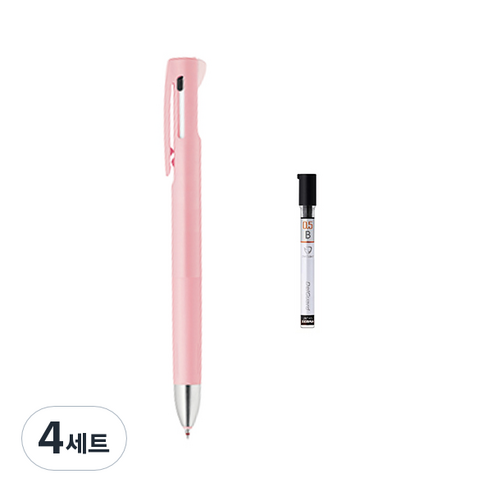 제브라 블렌 2+S 샤프 0.5mm + B샤프심, 핑크(샤프바디), 4세트