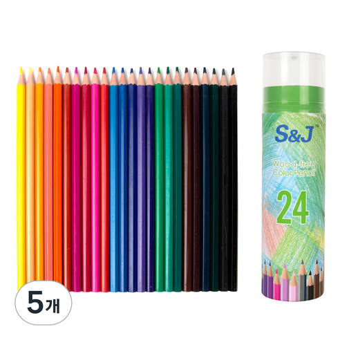 온비유 프리미엄 드로잉 색연필 17.5cm, 24색, 5개