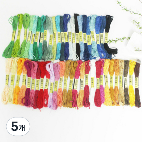 홈데코 면사 자수실 50종 세트, 혼합색상, 5개