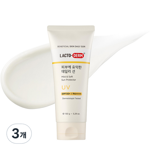 락토덤 피부에 유익한 데일리 선크림 SPF50+ PA++++, 150g, 3개