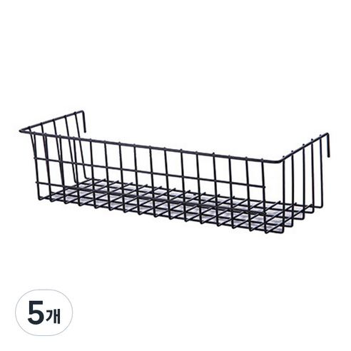 인테리어 메쉬 벽수납함, 블랙, 5개