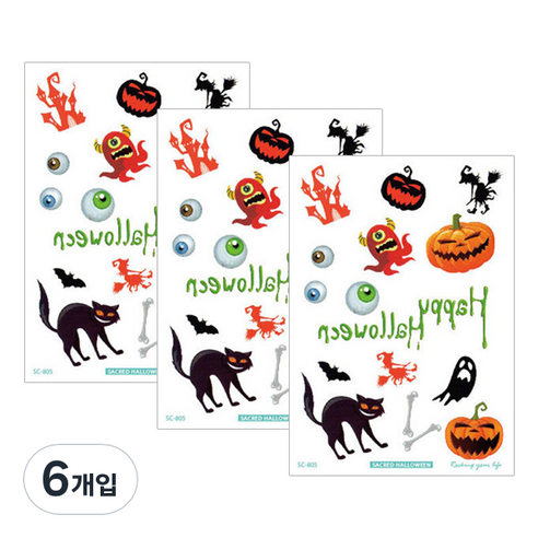 파티복닷컴 할로윈 상처 타투 스티커, SC805, 6개입