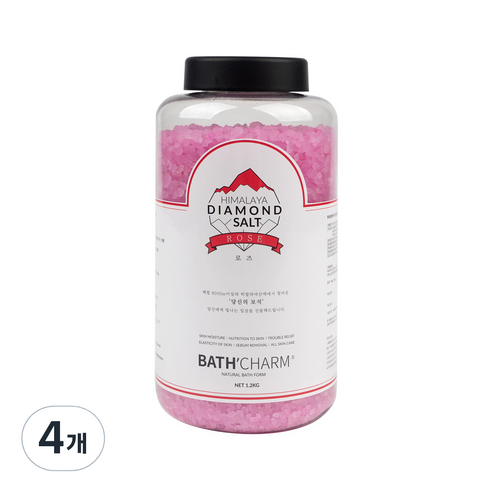 바스참 히말라야 다이아몬드솔트 입욕제 로즈, 1.2kg, 4개