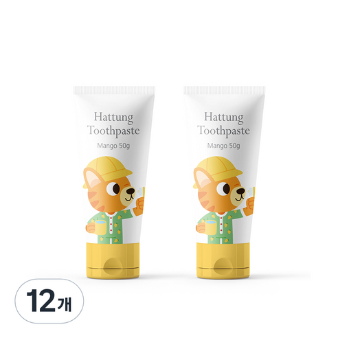 하뚱 유아용 무불소 망고맛 처음 치약, 50g, 12개