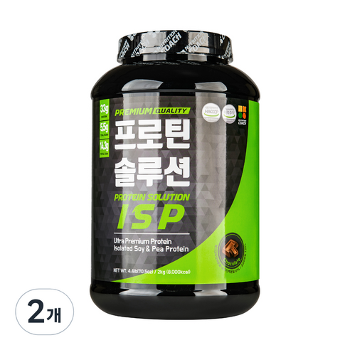 프로틴솔루션 ISP 초코맛 식물성 단백질보충제 프로틴, 2kg, 2개