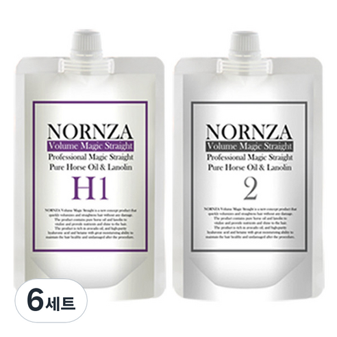 노른자 볼륨매직 스트레이트 파마약 H1 일반모 1제 200g + 2제 200g 세트, 6개, 400g