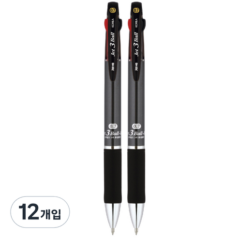 자바펜 유성펜 제트3볼M 0.7mm, 메탈릭블랙, 12개입