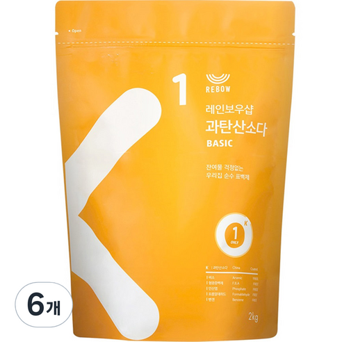 레인보우샵 과탄산소다 베이직 리필, 2kg, 6개
