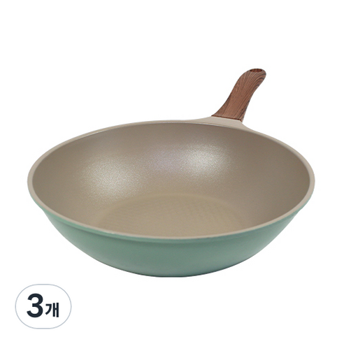 키친아트 본 우드 파스텔민트 다이아 궁중팬, 28 cm, 3개