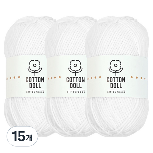 니뜨 코튼돌 뜨개실 50g, 15개, 1화이트