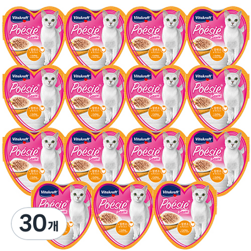 비타크래프트 포에세 하트캔 고양이 주식캔 칠면조&치즈소스, 85g, 30개